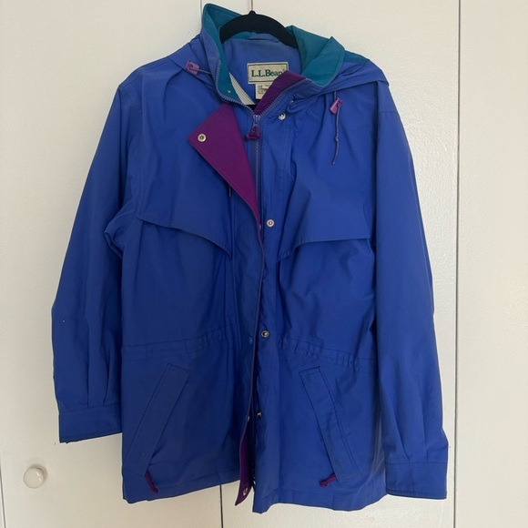 L.L. Bean Women's Vintage 90s Blue Pink Purple Goretex Zip Jacket in Medium - Picture 7 of 9